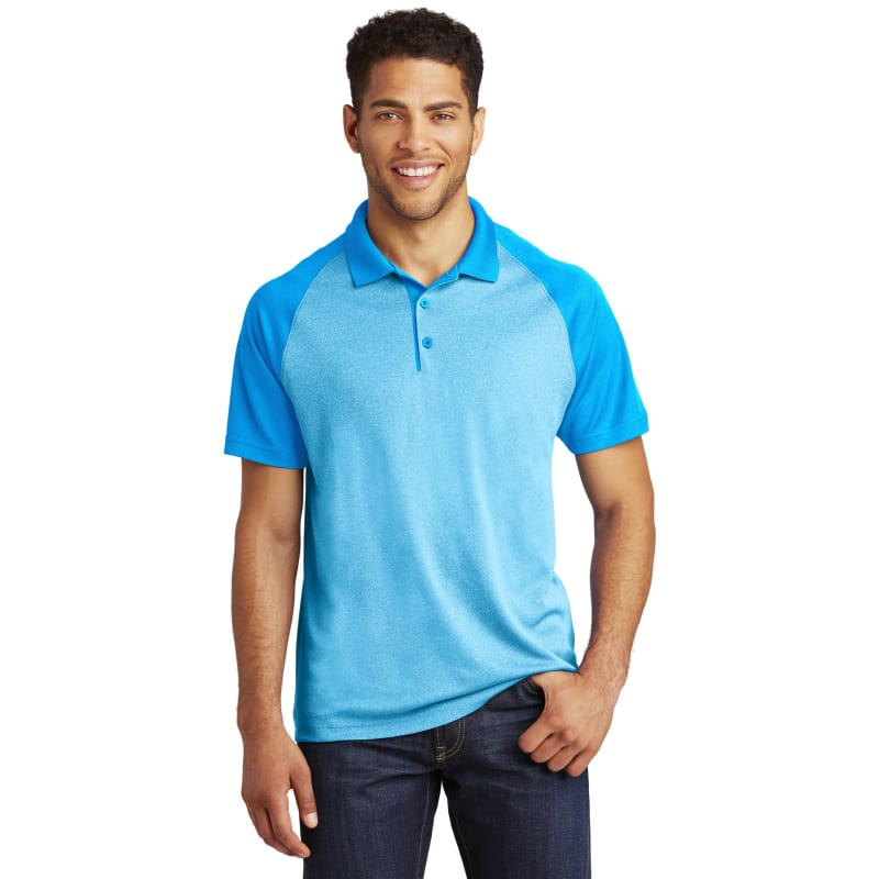 Sport-Tek PosiCharge RacerMesh Raglan Heather Block Polo. 1