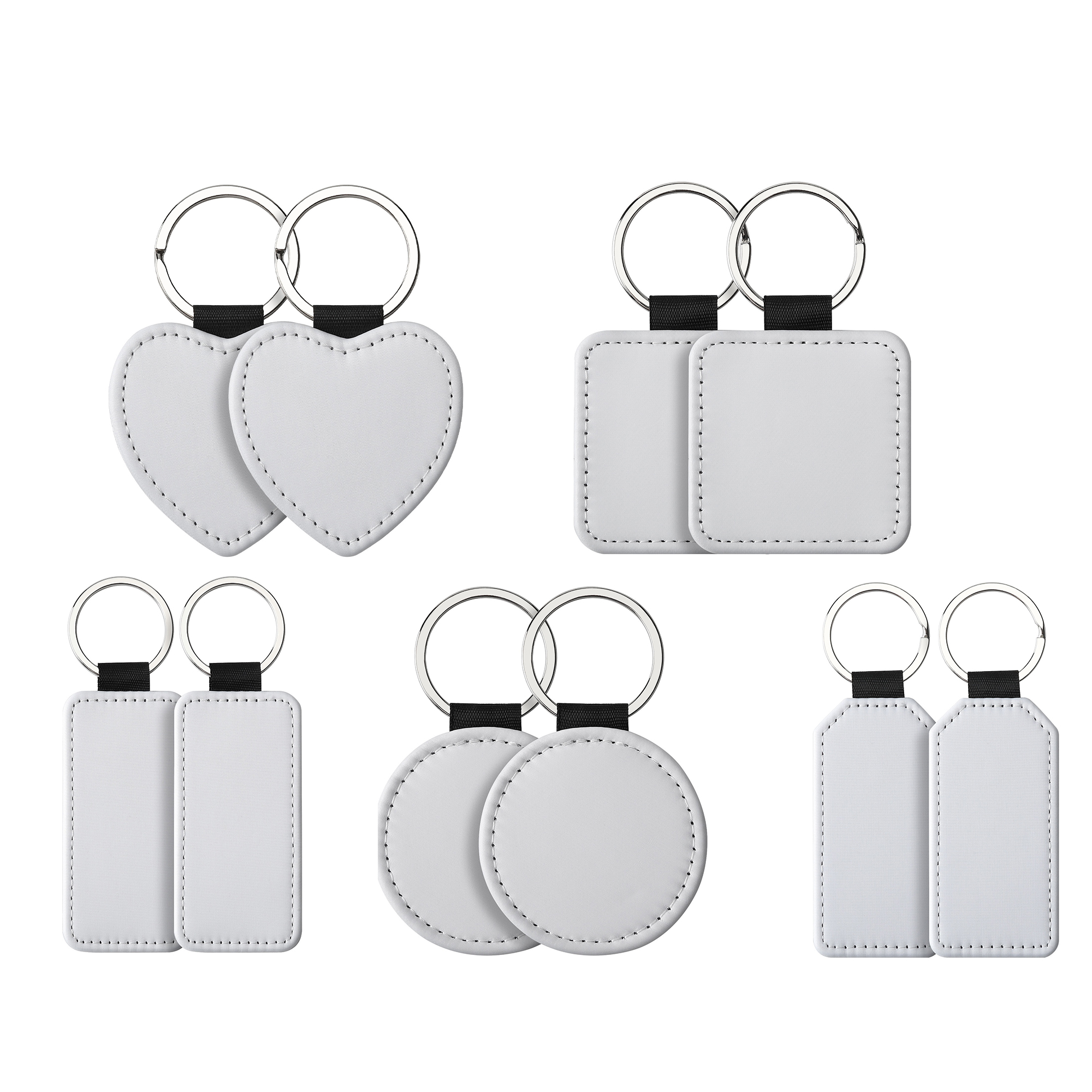 Custom PU Leather Keychain 5 Shapes Full Print Area 1
