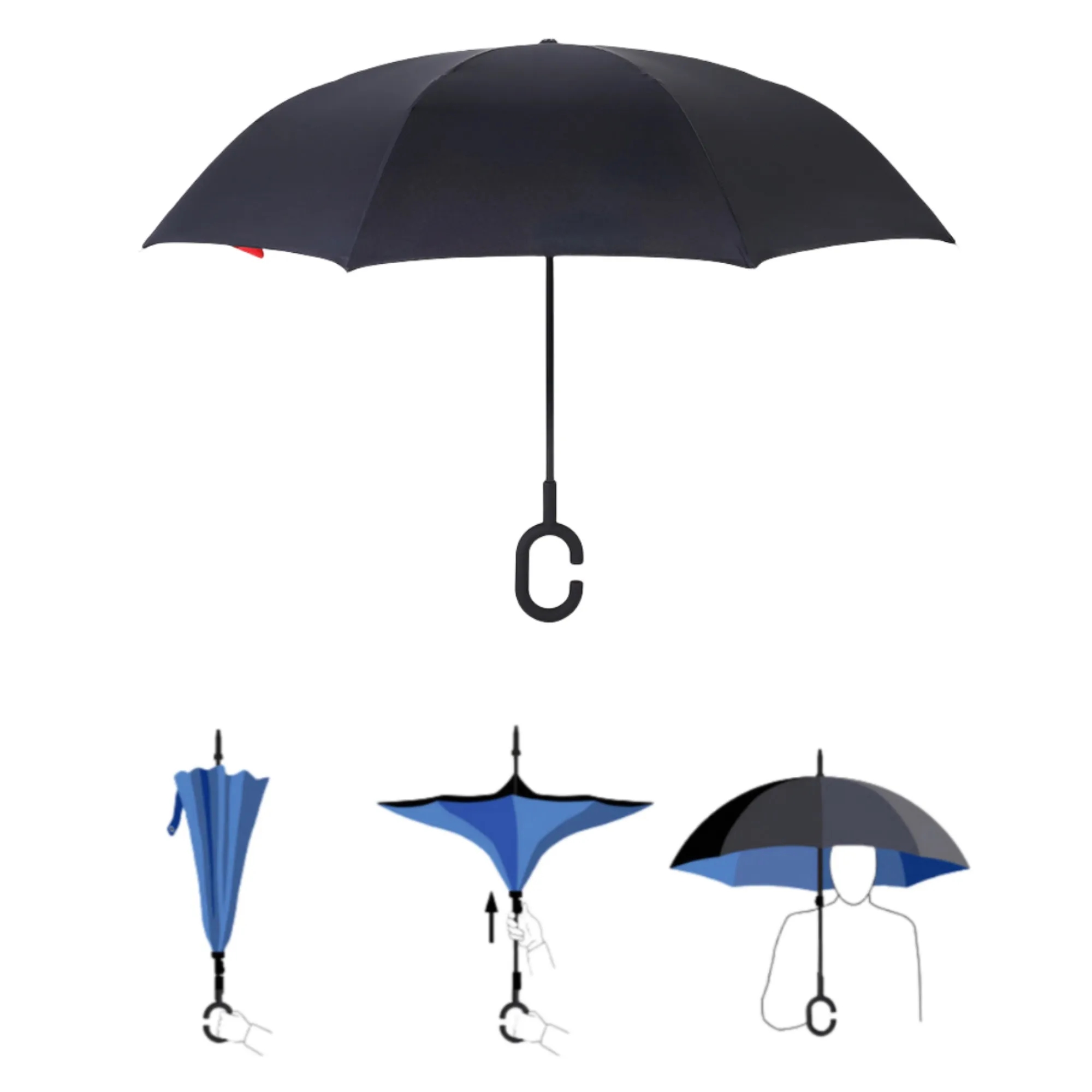 Large Double Canopy Windproof  Reverse Umbrella 5