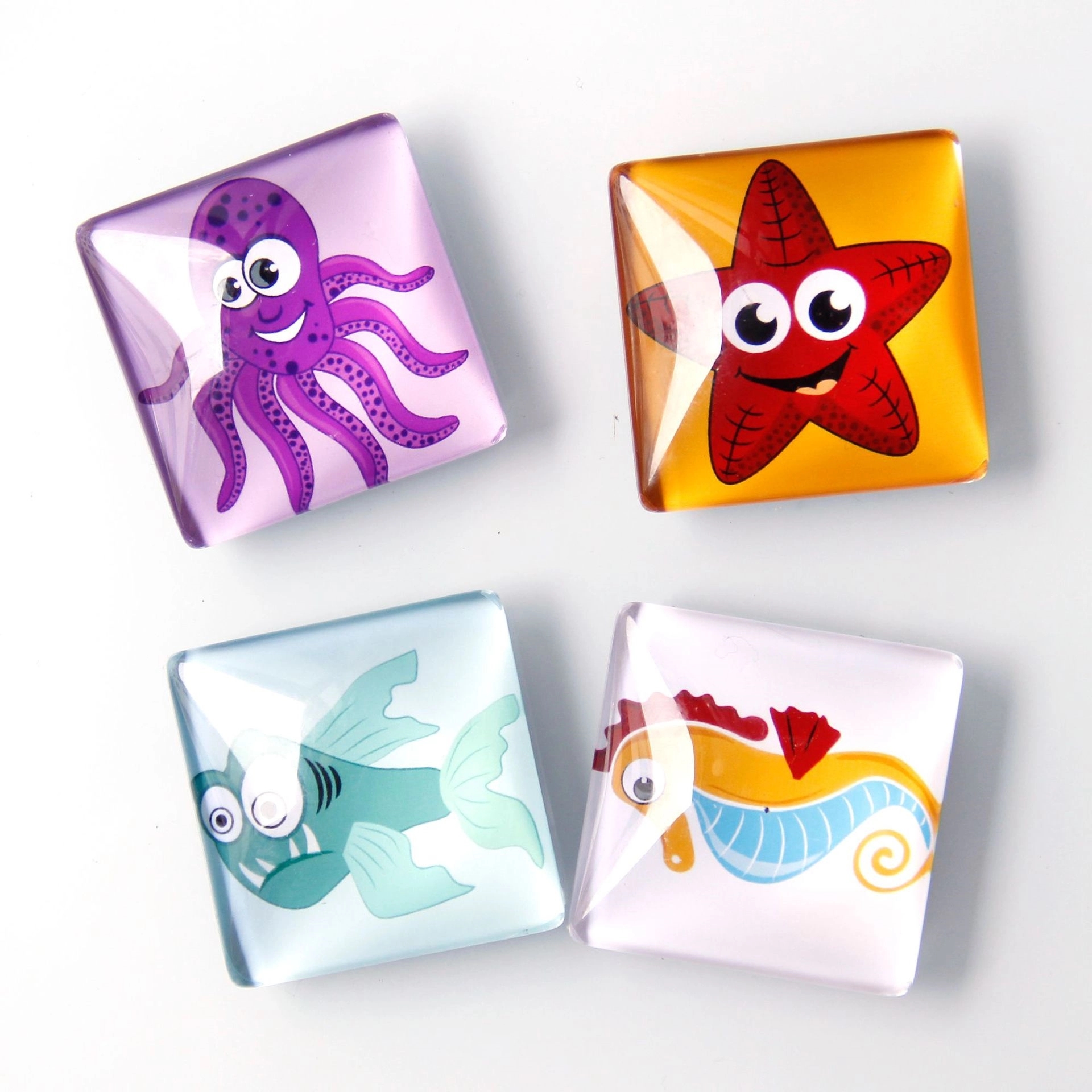 Custom Epoxy Printing Square Crystal Glass Fridge Magnets 4