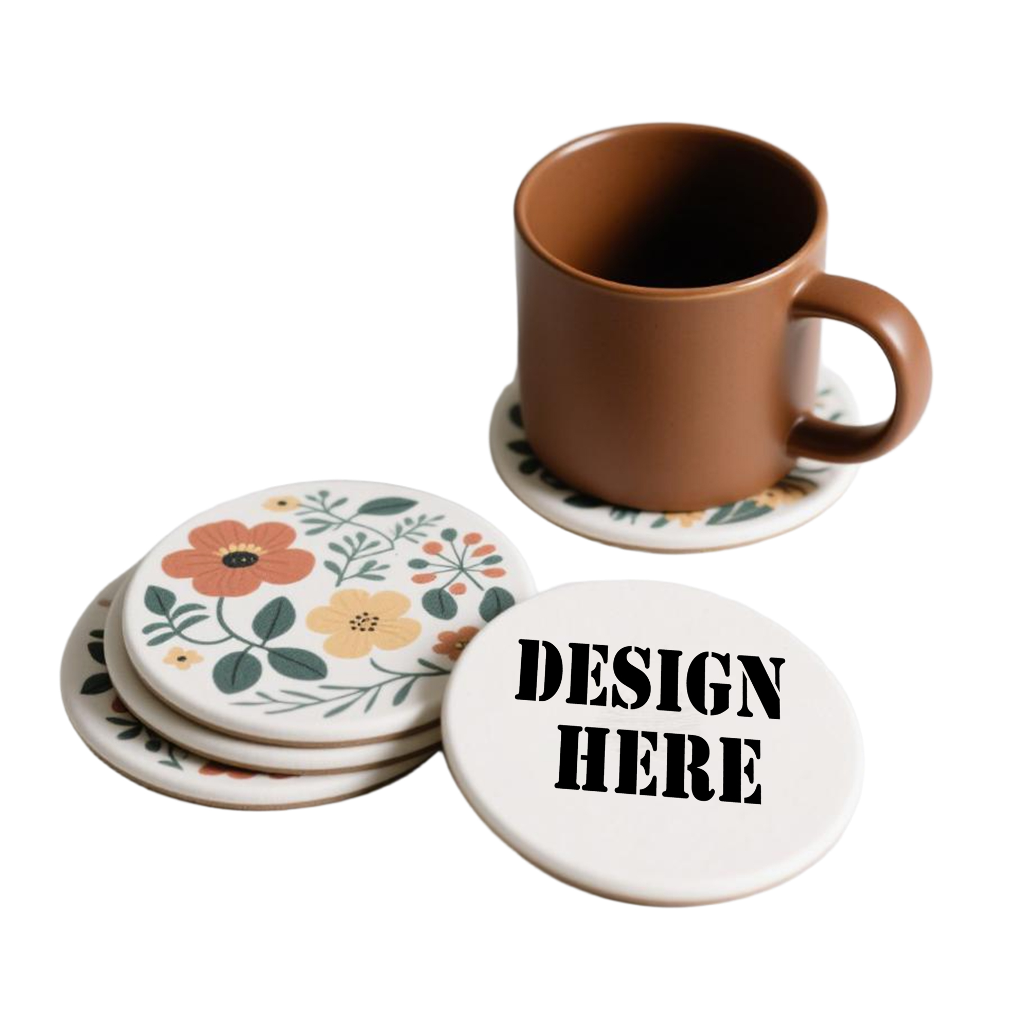 Modern Round Ceramic Coasters with Scratch-Resistant Base 3