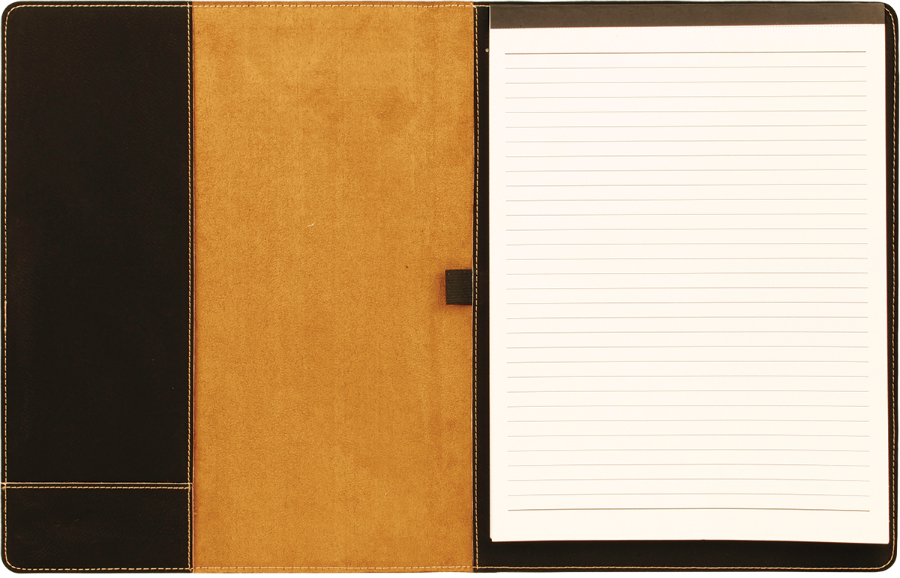 7" x 9" Black/Gold Leatherette Small Portfolio with Notepad 2