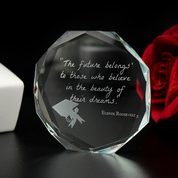 Octagon Bevel Crystal Paperweight 3