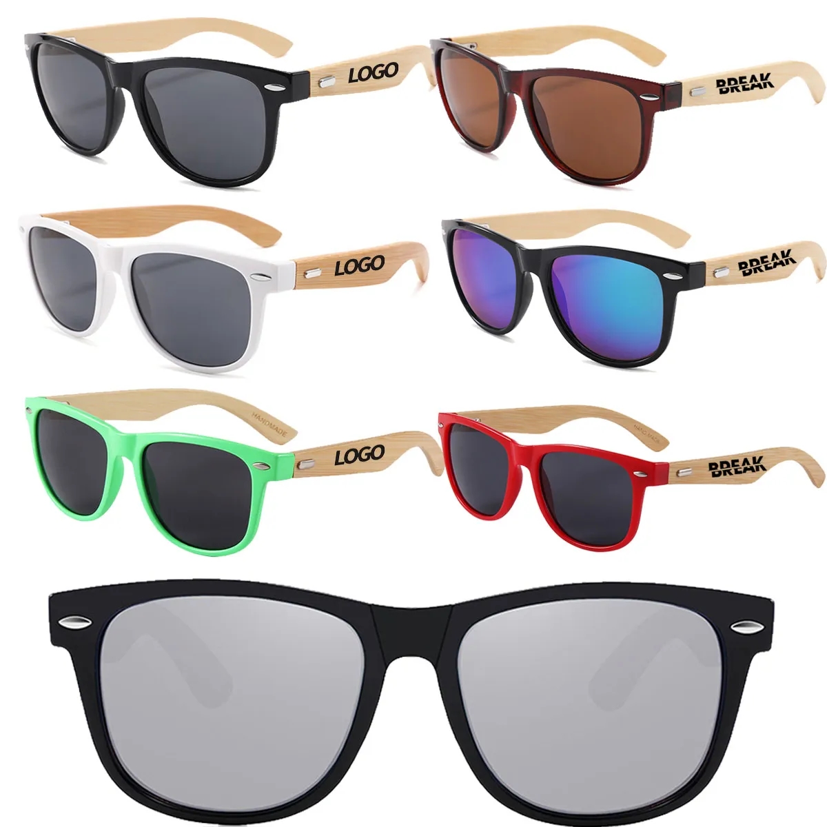 Trendy Wide Wood Bamboo Frame Sunglasses 2