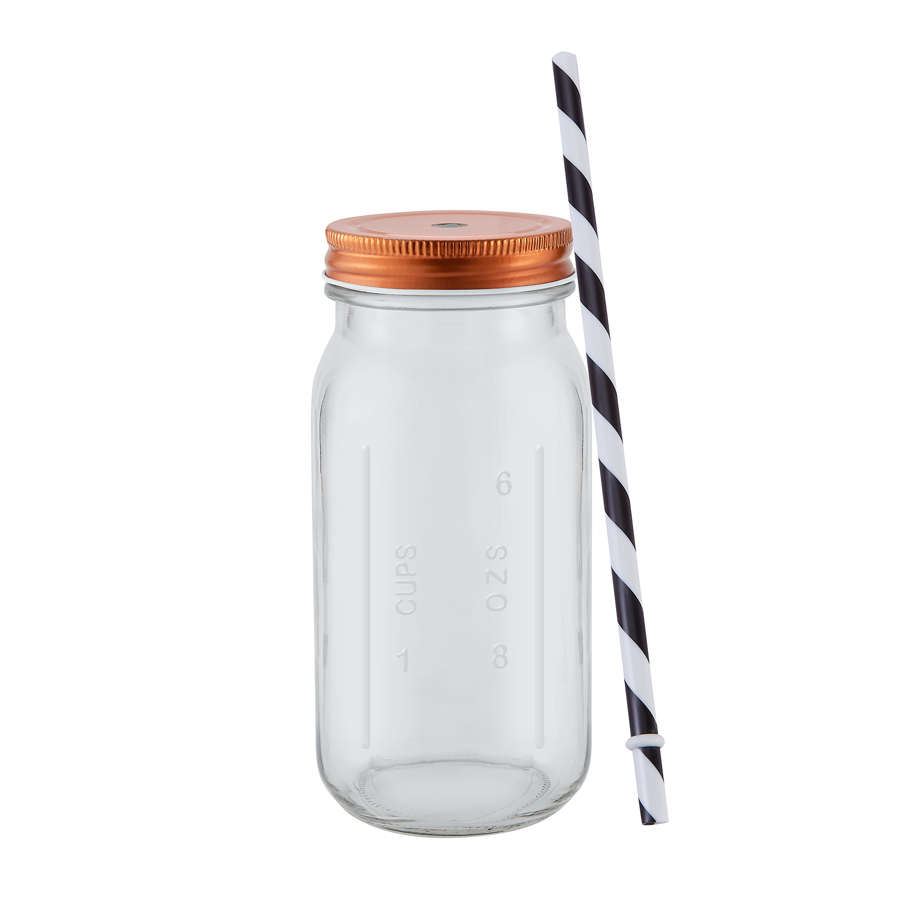 20 oz Mason Jason with Striped Straw Glass 8