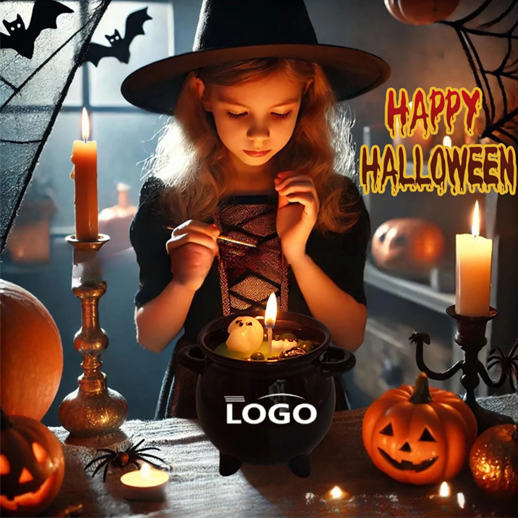Spooky Witch Cauldron Candle Decor For Halloween Party 6