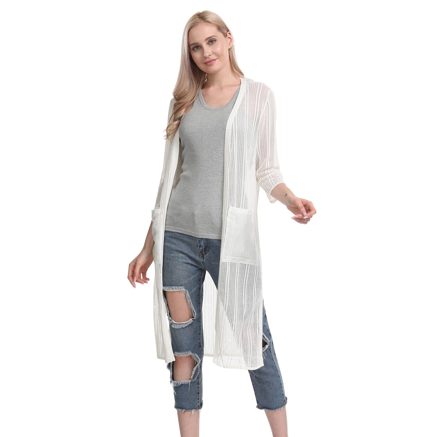 Women Mesh Casual Knit Cardigan 3