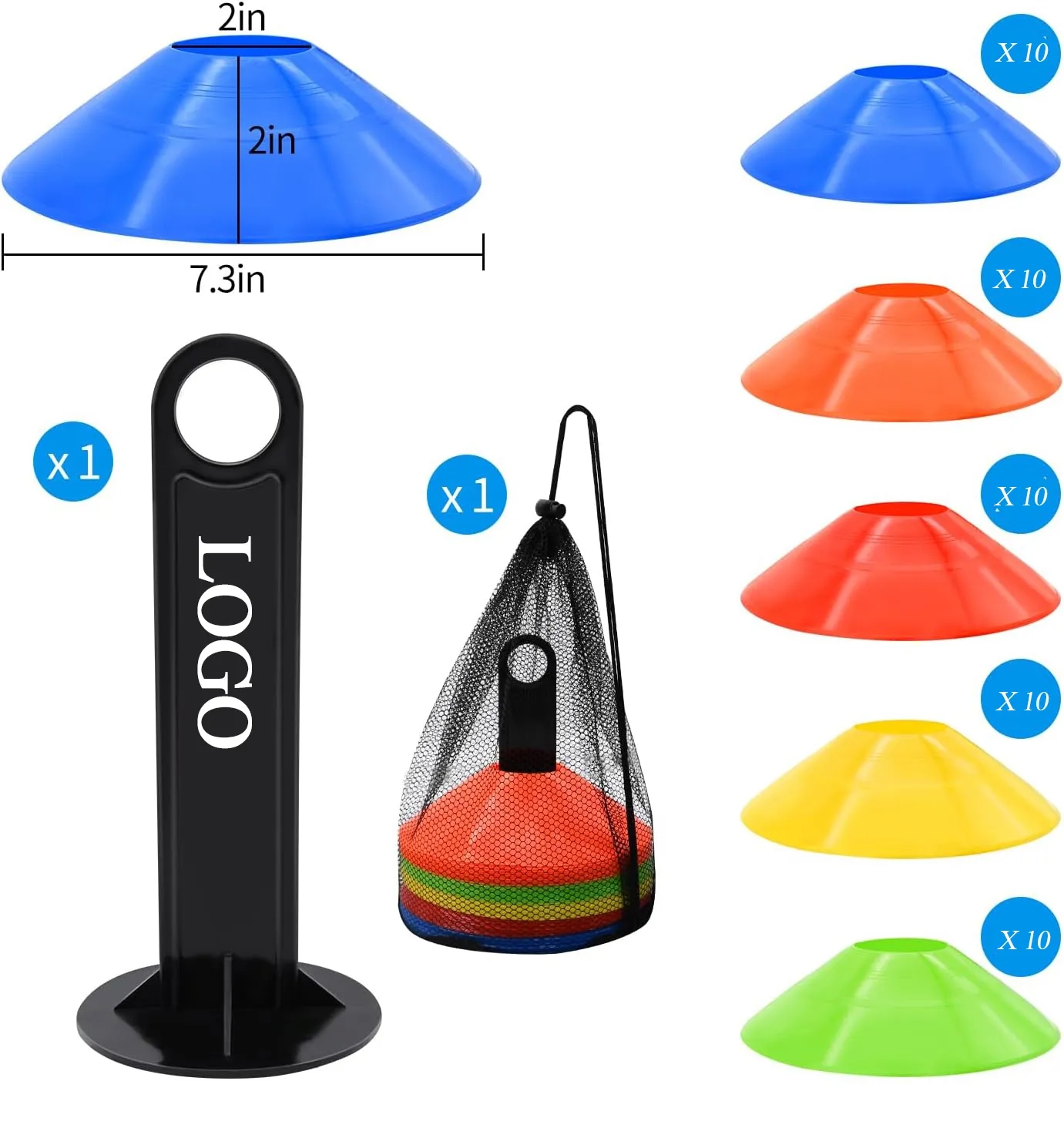 50pcs Set Soccer Cones for Sports Training 11