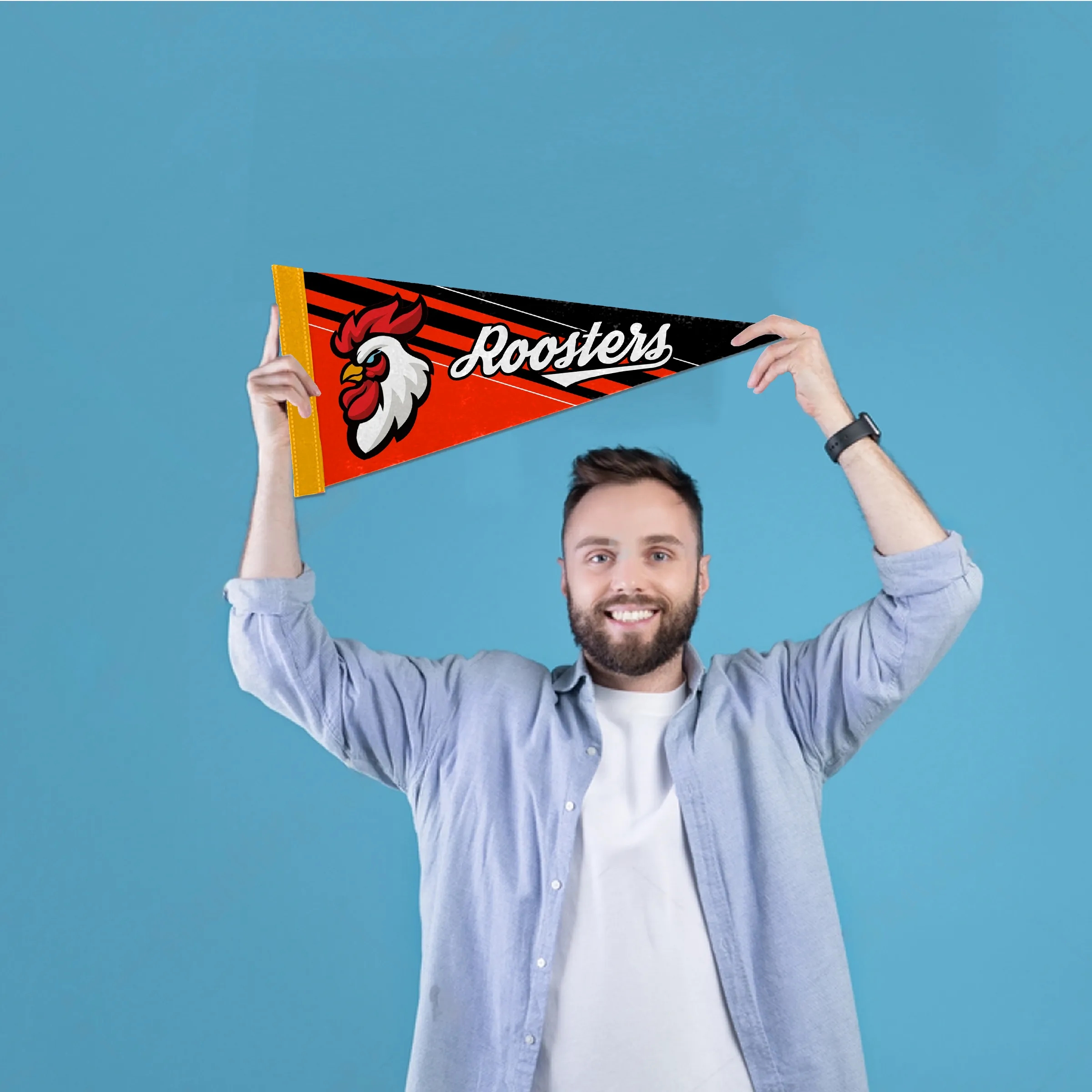 12"x30" Custom Full Color Printed Felt Pennant - Solid Back 1