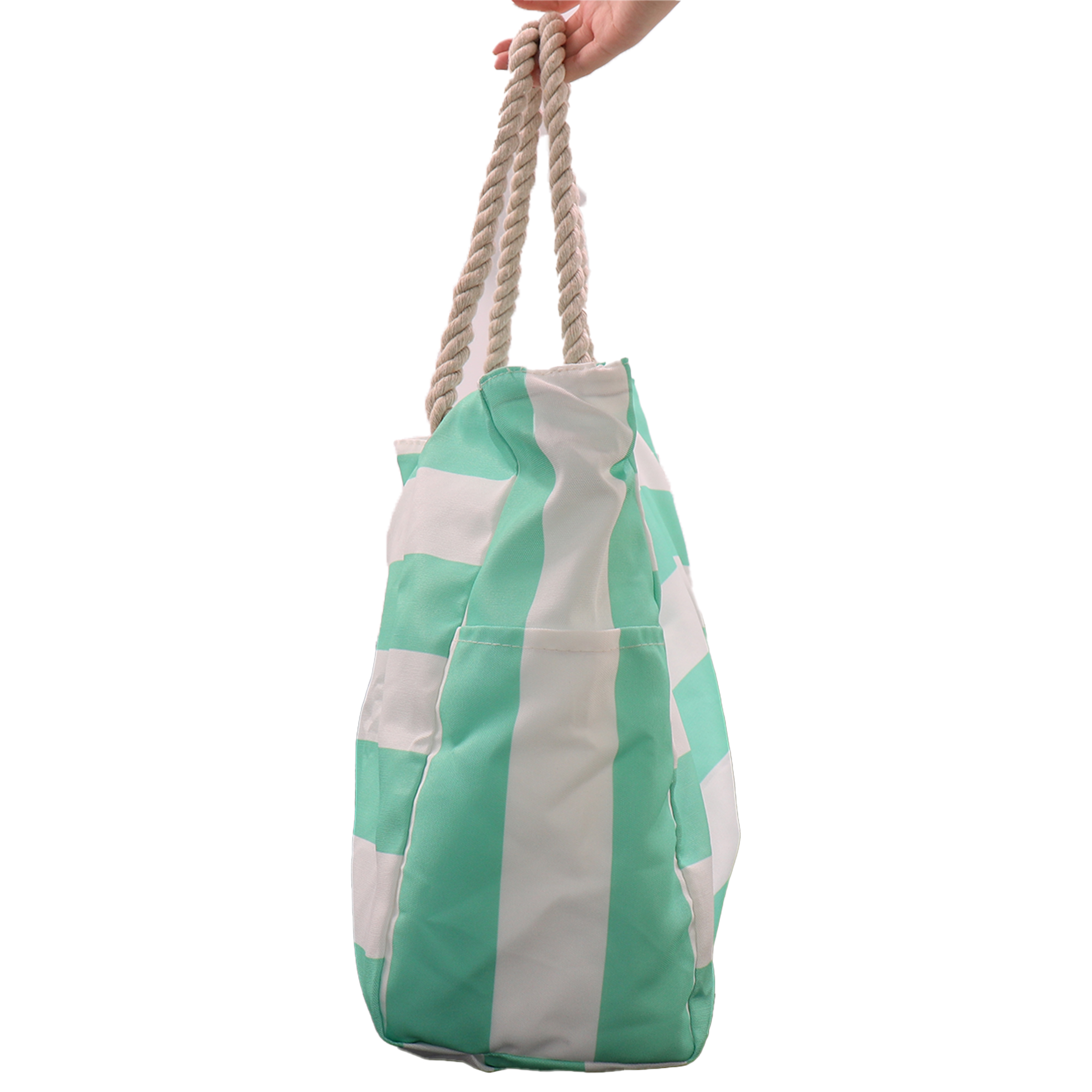 Canvas Large Capacity Striped Commuting Tote Bag, custom tote bag with logo imprint 6