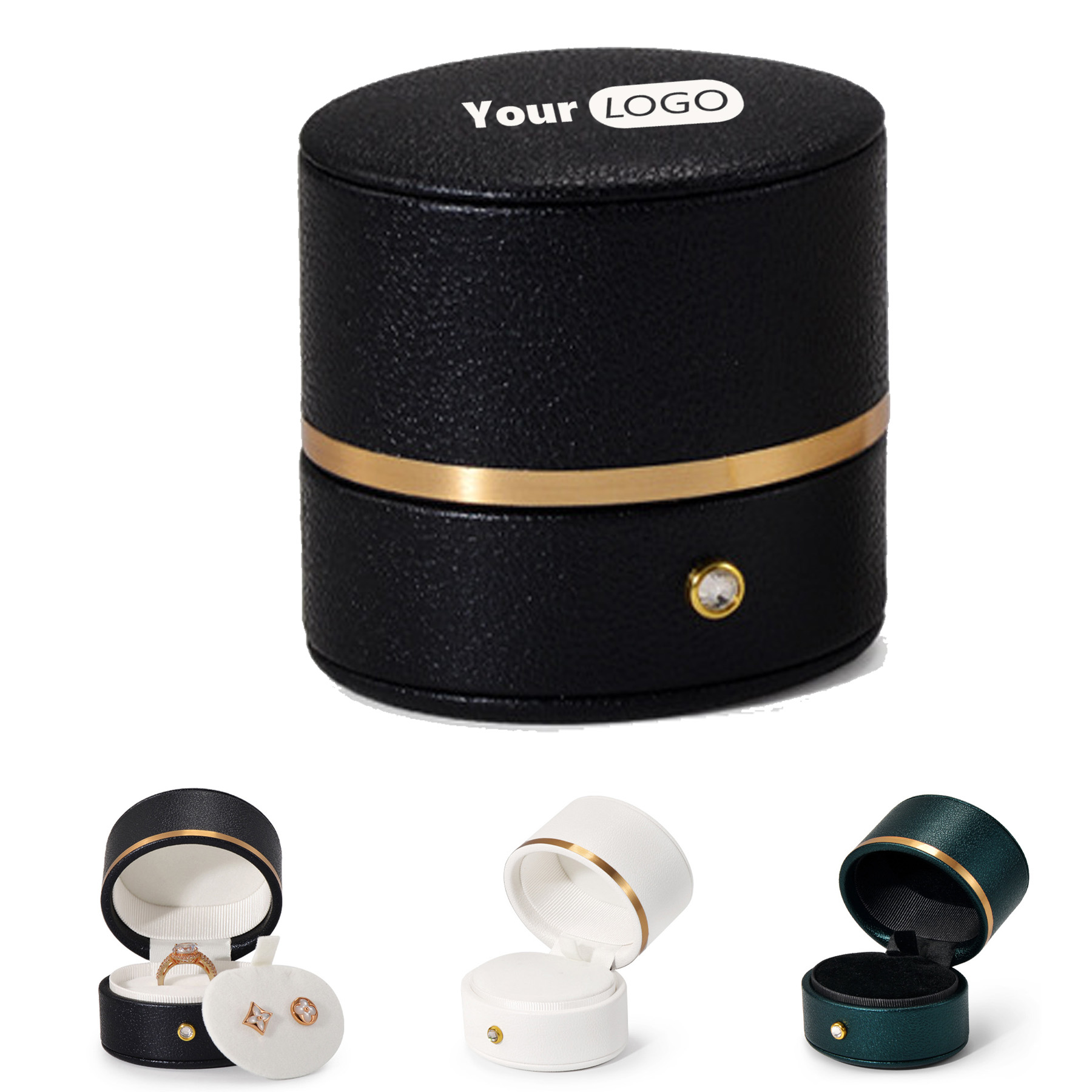 Elegant Round PU Leather Jewelry Box 4