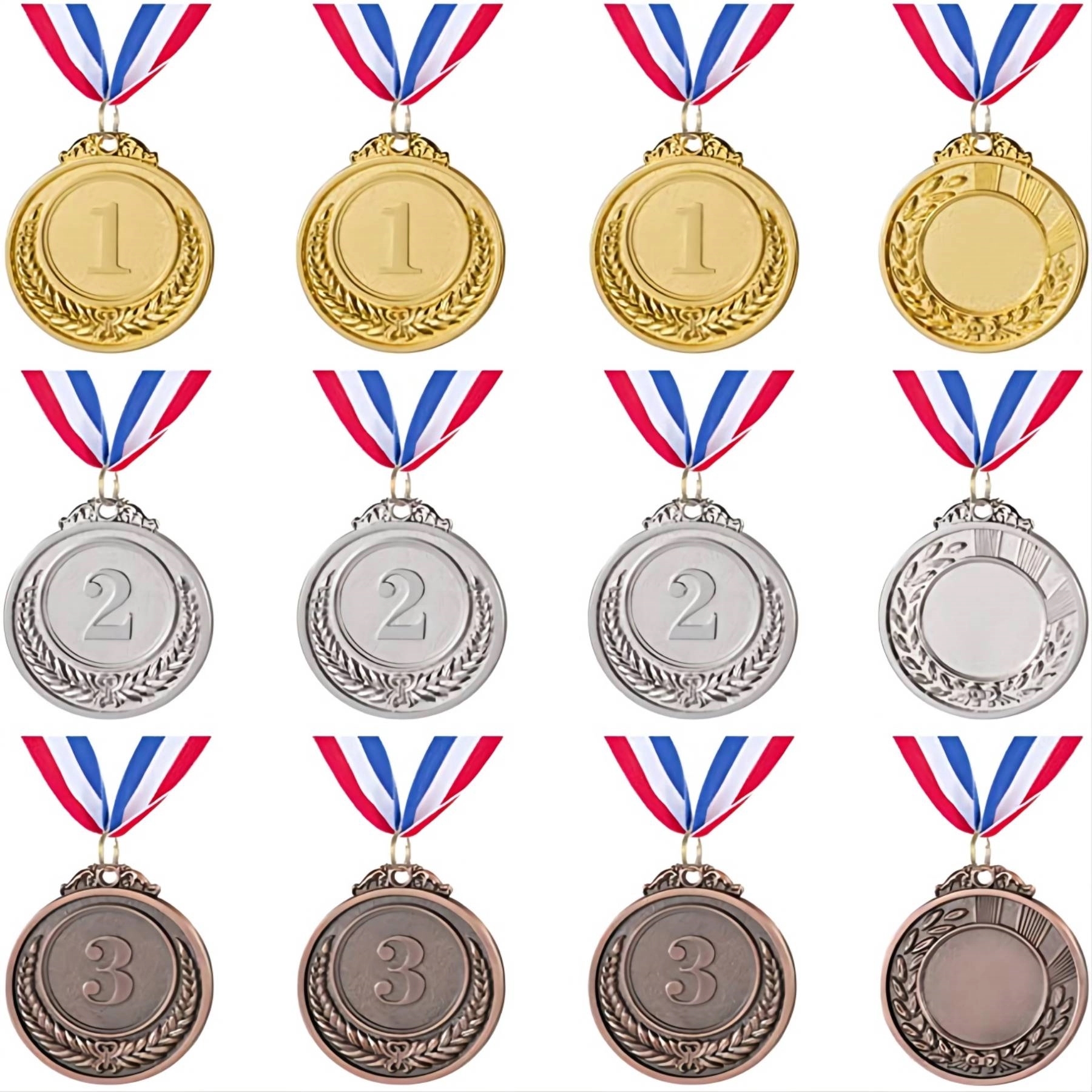 Metal Gold Silver Bronze Award Medals with Ribbon 3