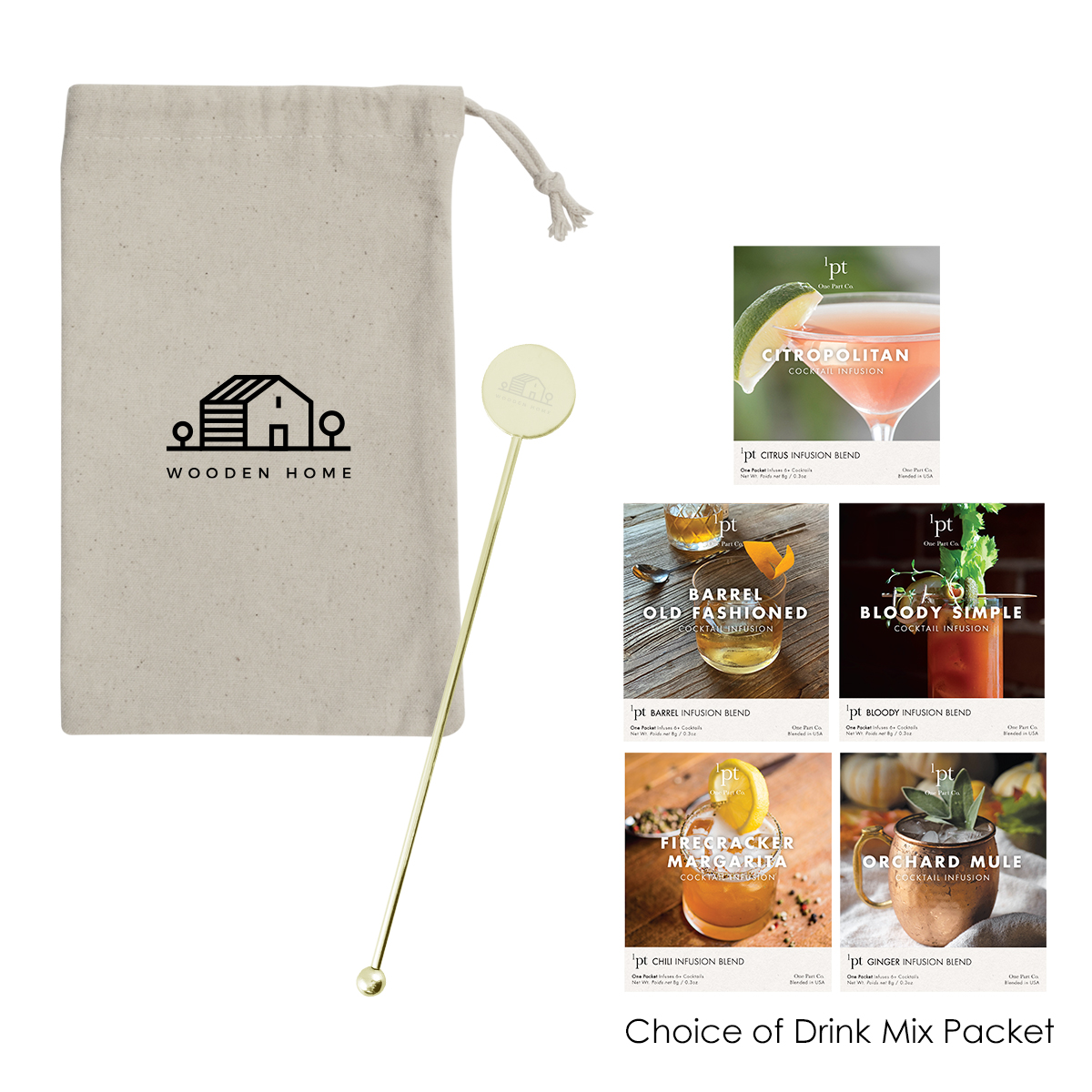 Stainless Steel Cocktail Stirrers With Cocktail Infusion Drink Packet 4