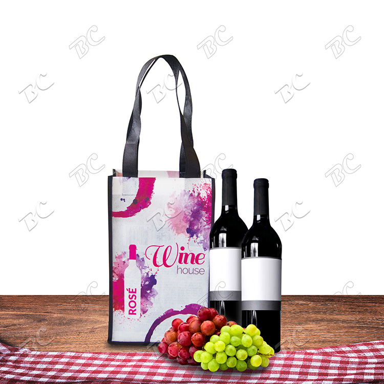 Fully Sublimated Non-woven Two-Bottle Wine Tote 4