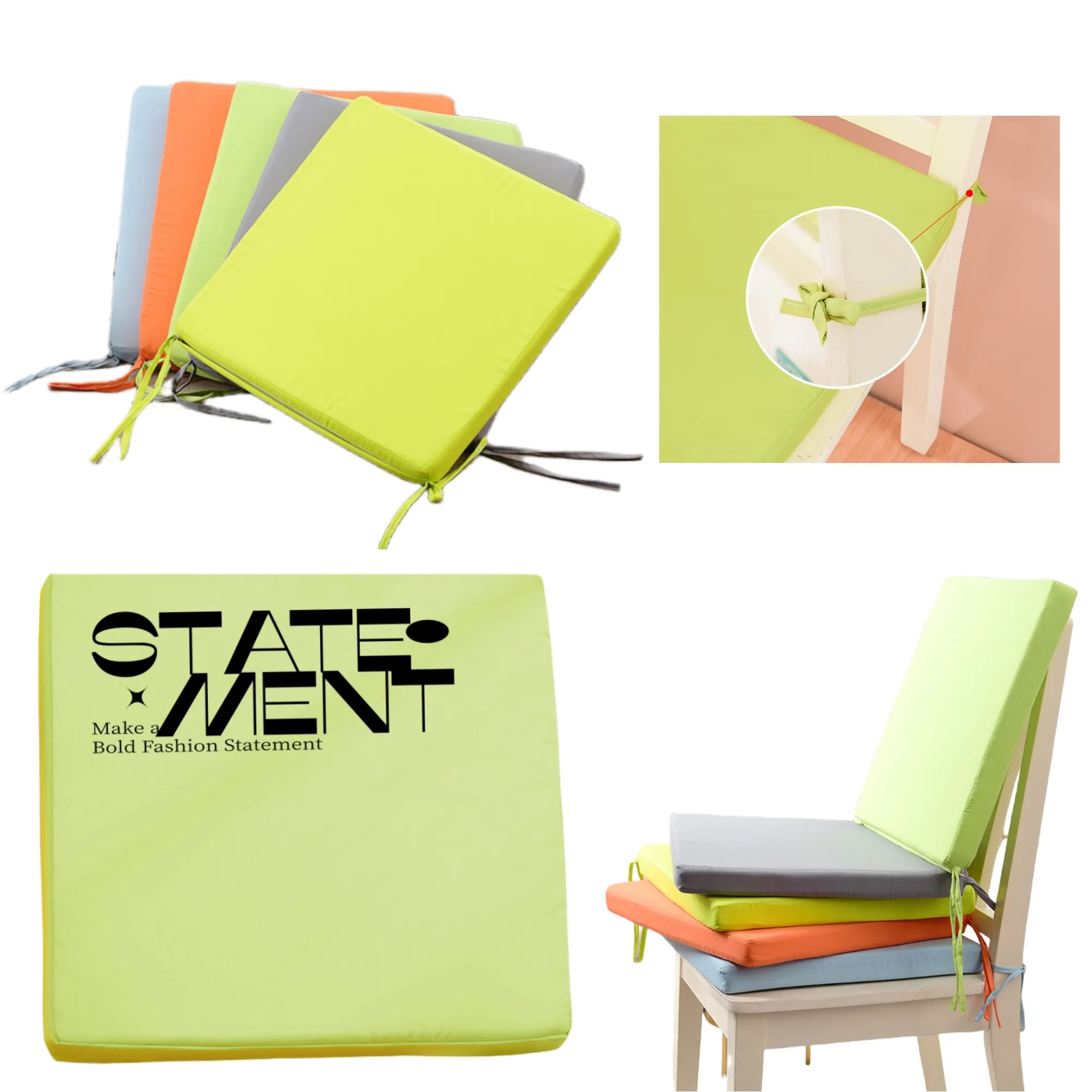 Sponge Thickened Square Solid Color Chair Cushion