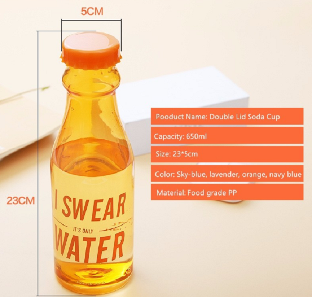 Plastic Water Bottle w/ Straw 22 oz 6