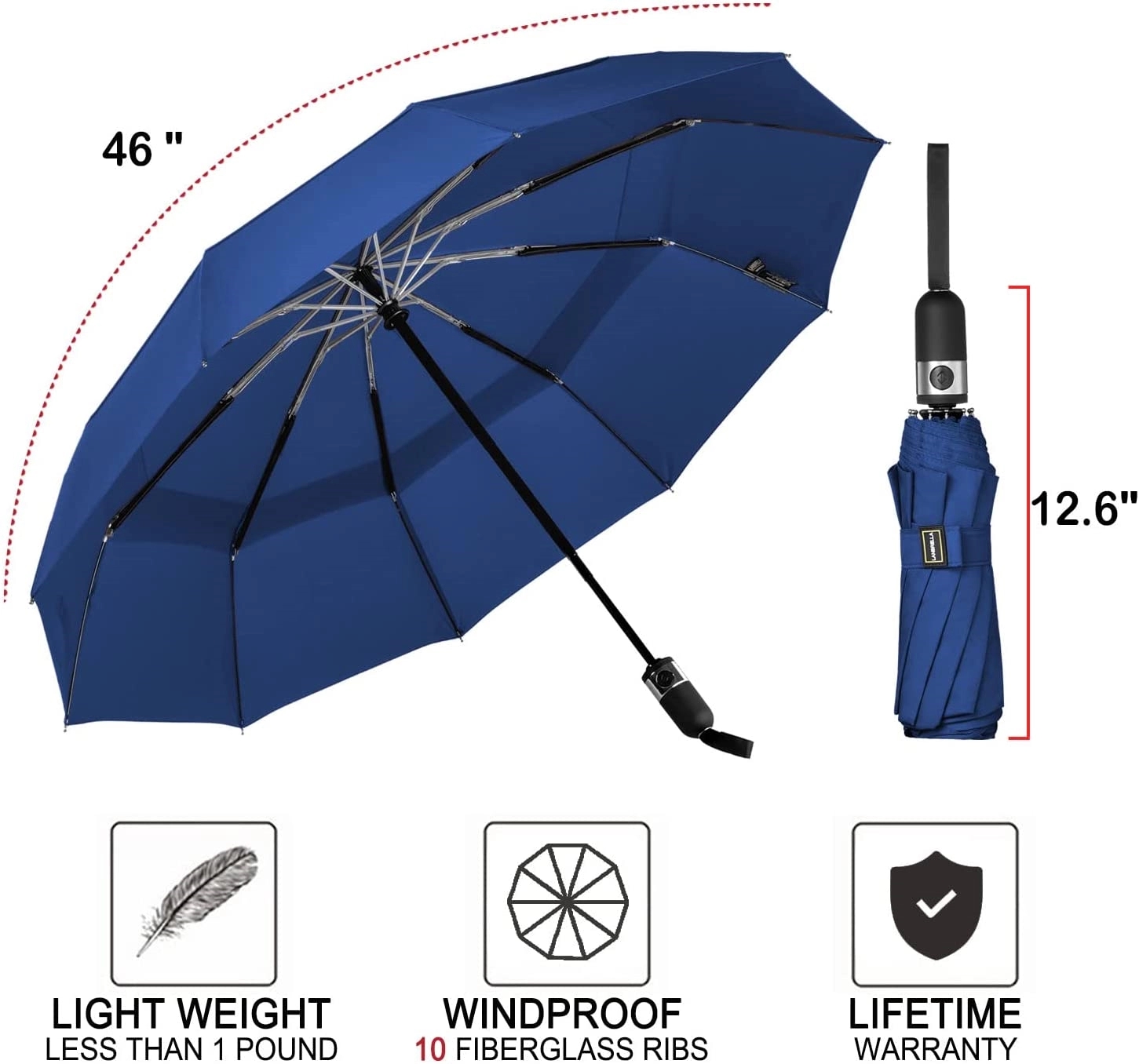 Automatic Compact Folding Reverse Umbrella 9