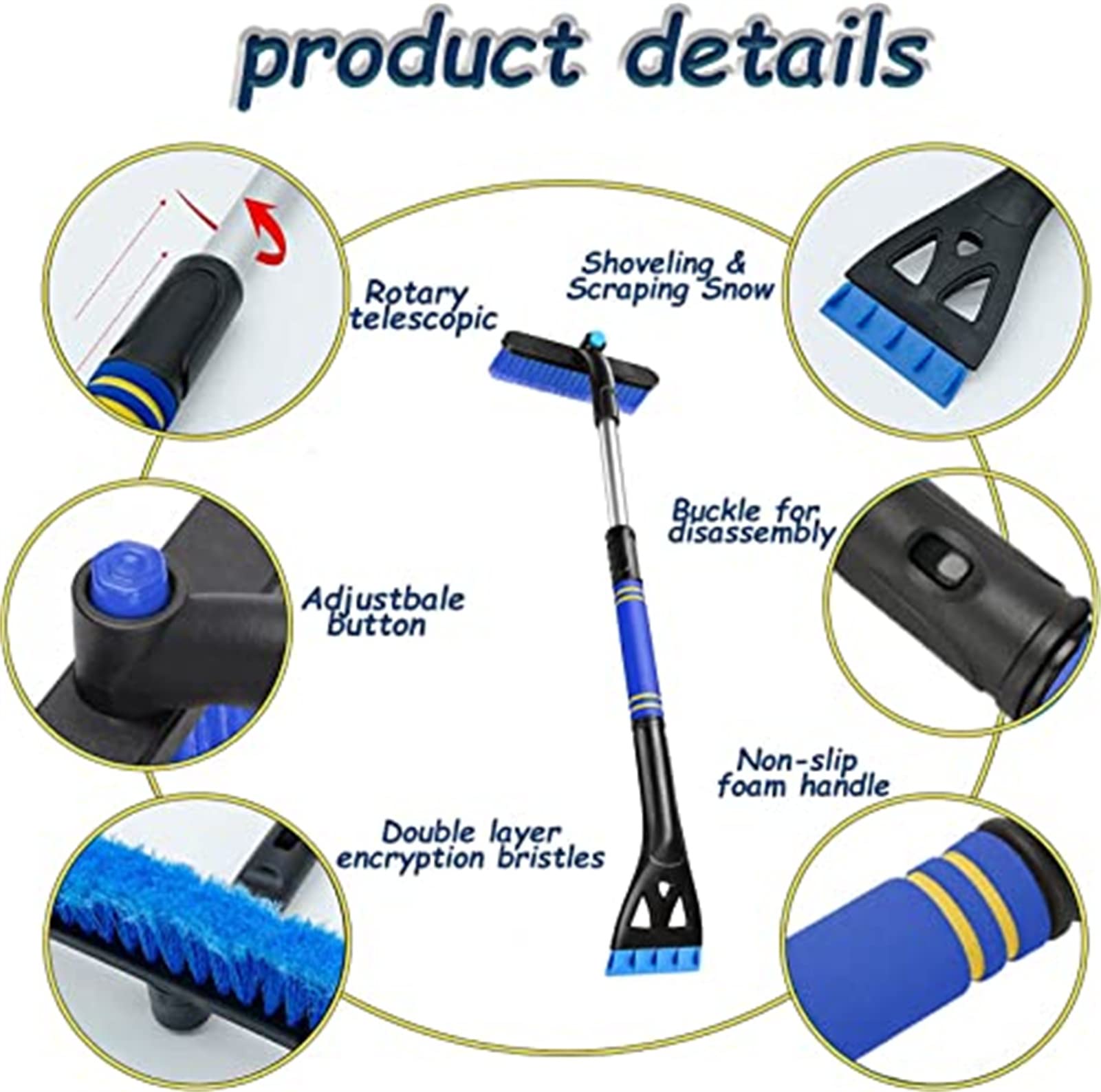 3 in 1 Detachable Ice Scraper Snow Brush 4