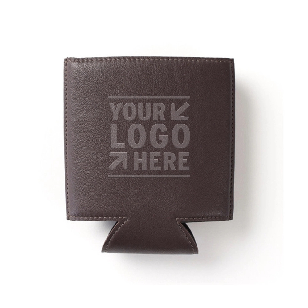 Leather Neoprene Can Cooler, custom can cooler with logo imprint 2