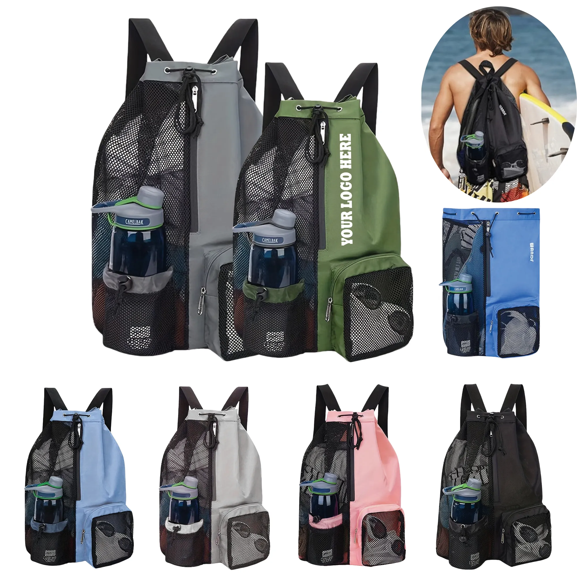 Two Tone Sport Drawstring Backpack