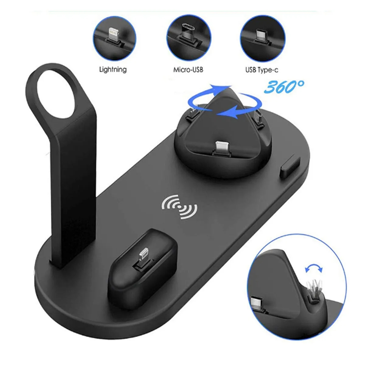 3-In-1 Universal Compatibility Fast Wireless Charger Stand 3