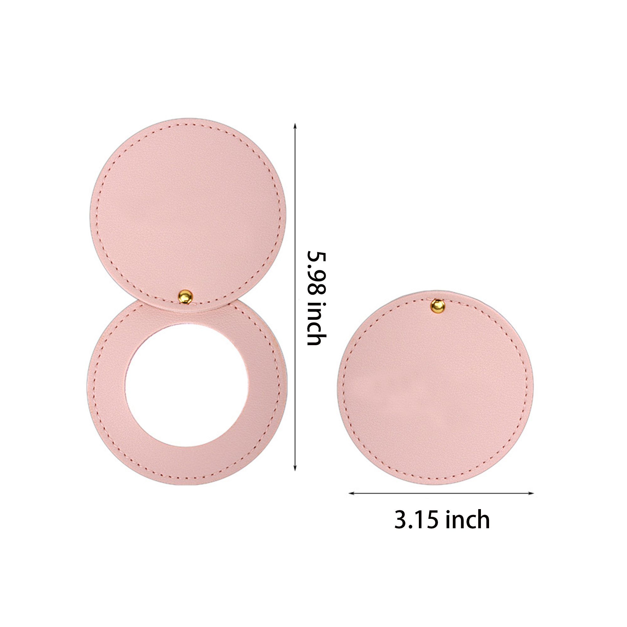 MOQ:50pcs Custom Logo PU Leather Makeup Mirror 3