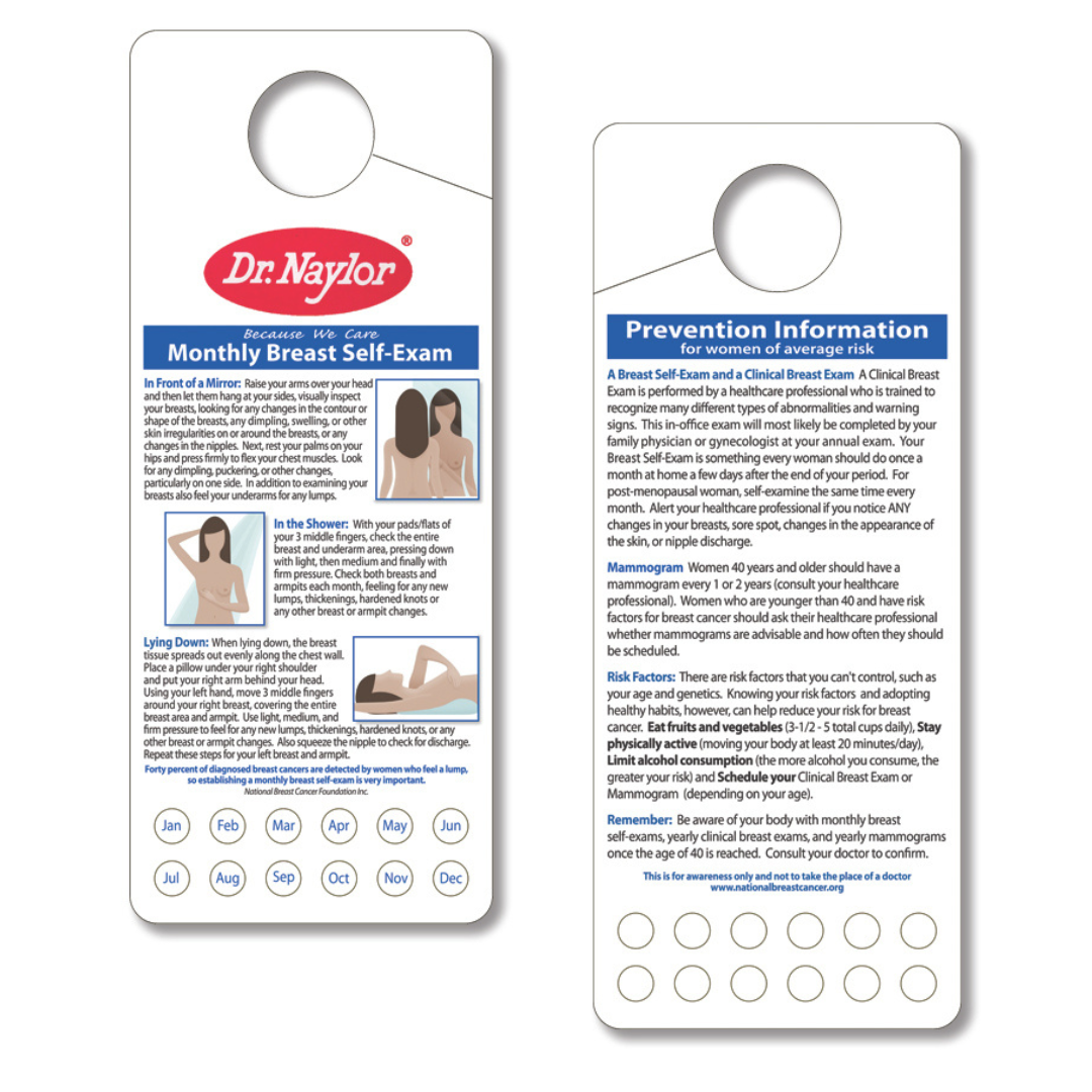 Breast Self Exam with Monthly Punch Out Shower Tags 2