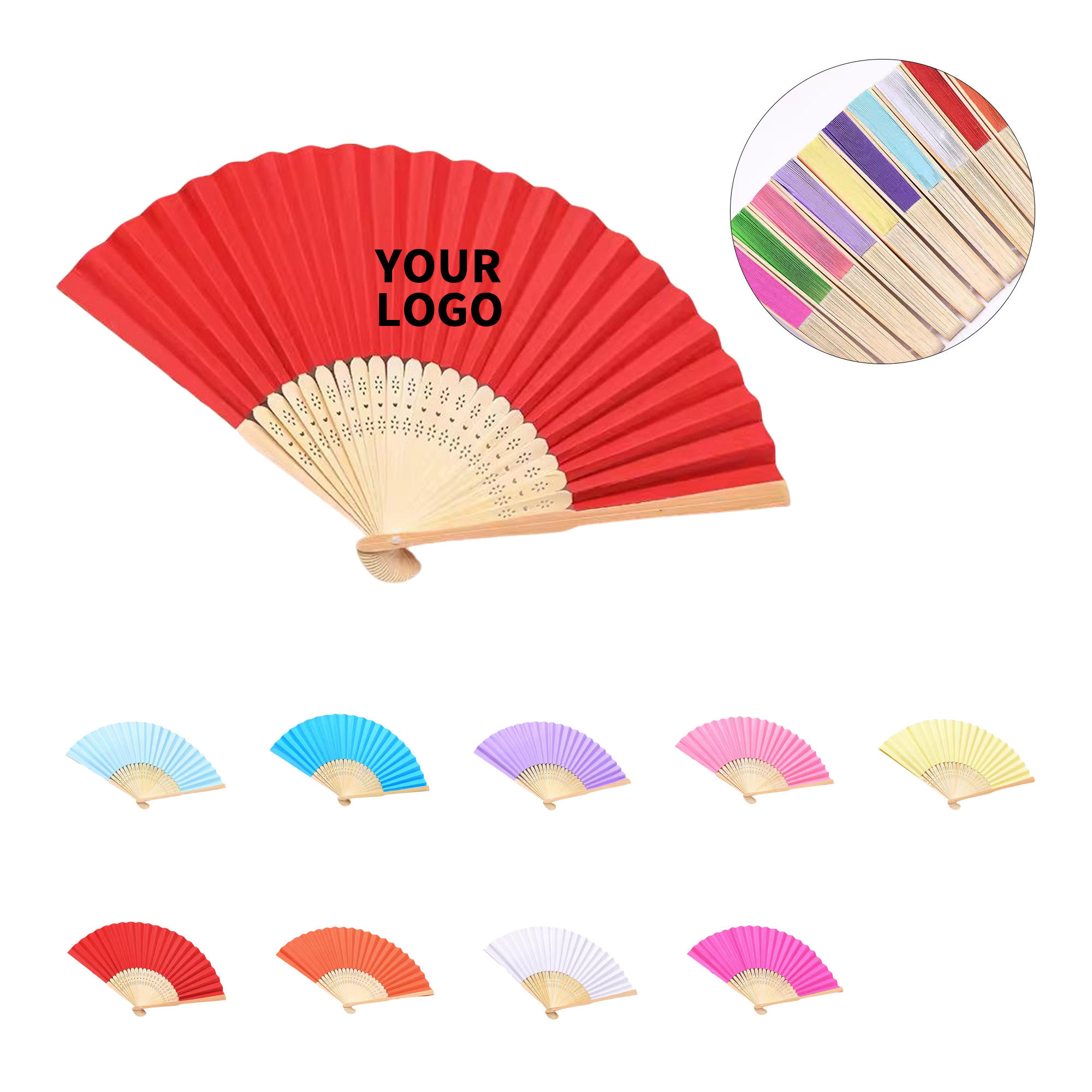 Folding Bamboo Paper Hand Fan With Full Color Print 10