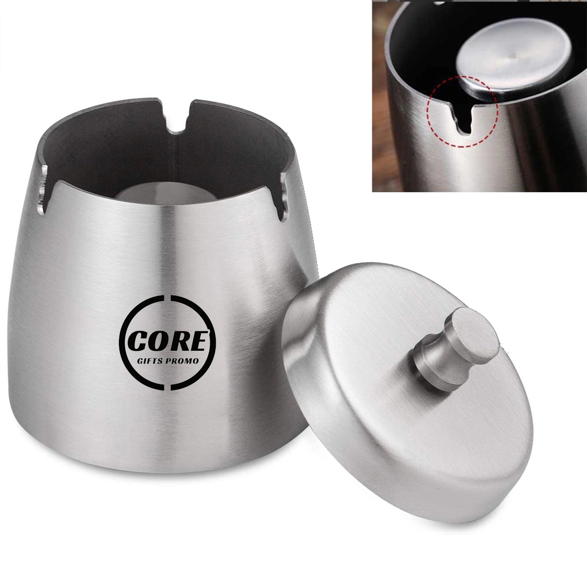 Stainless Steel Cigarettes Ashtray With Lid 2