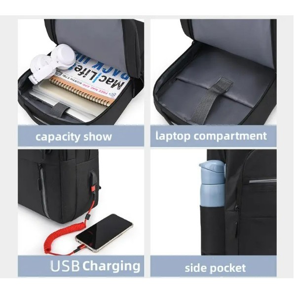 Travel Business College Laptop Backpack With USB Port 2