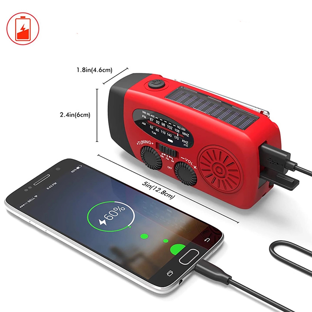Emergency Hand Crank Radio With Led Flashlight 2