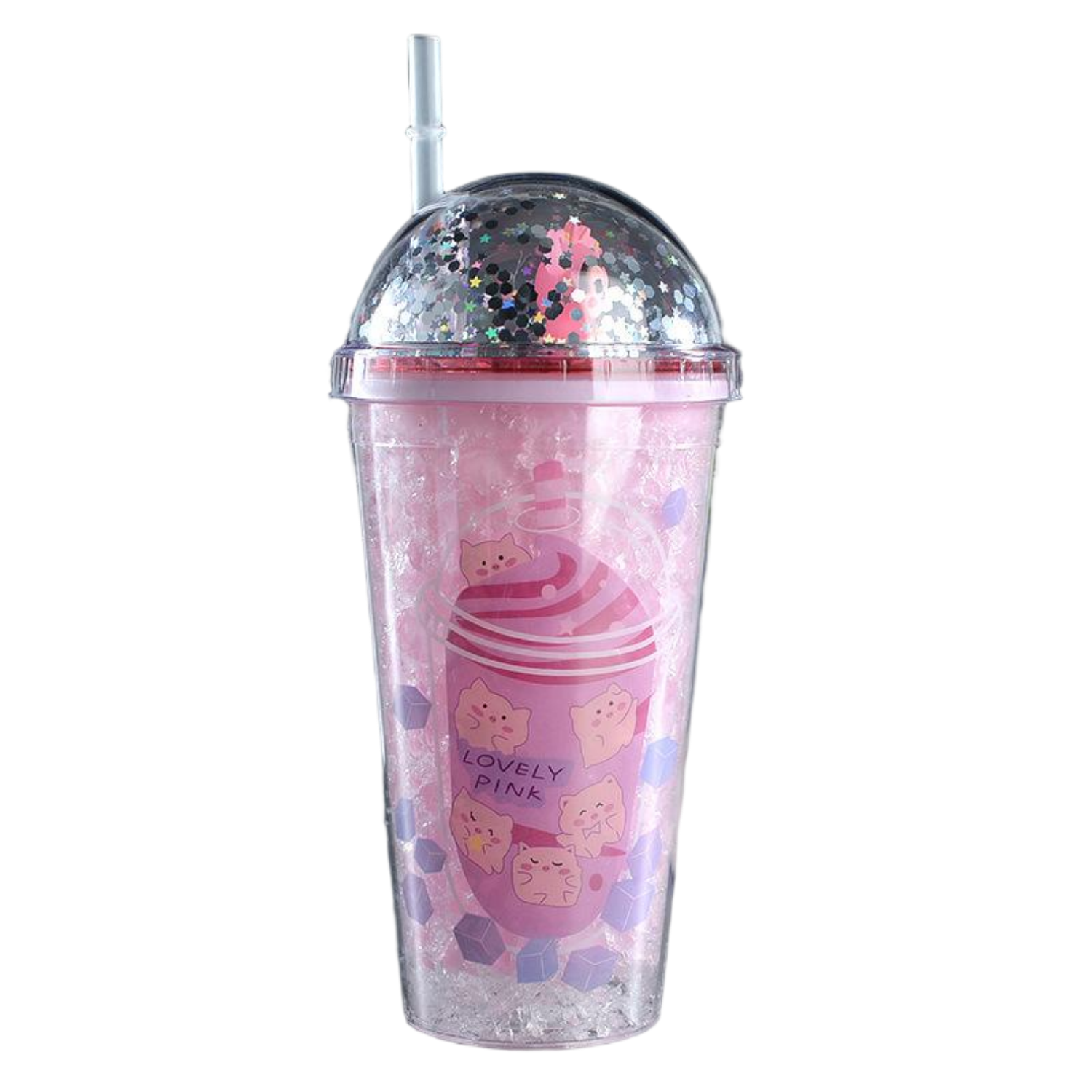 15oz LED Light Up Double Layer Plastic Straw Cup 6
