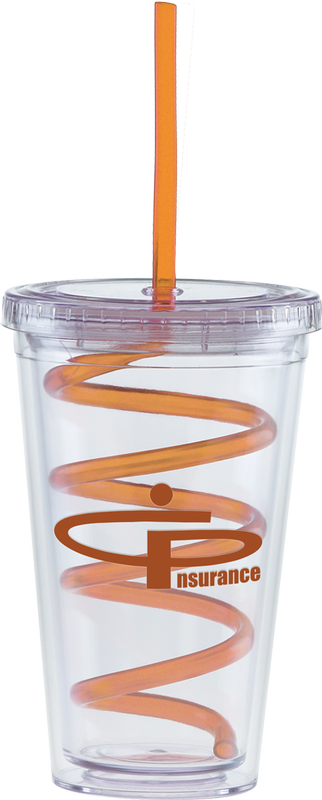 Carnival Cups-Color Curly Straw, Clear Lid 22