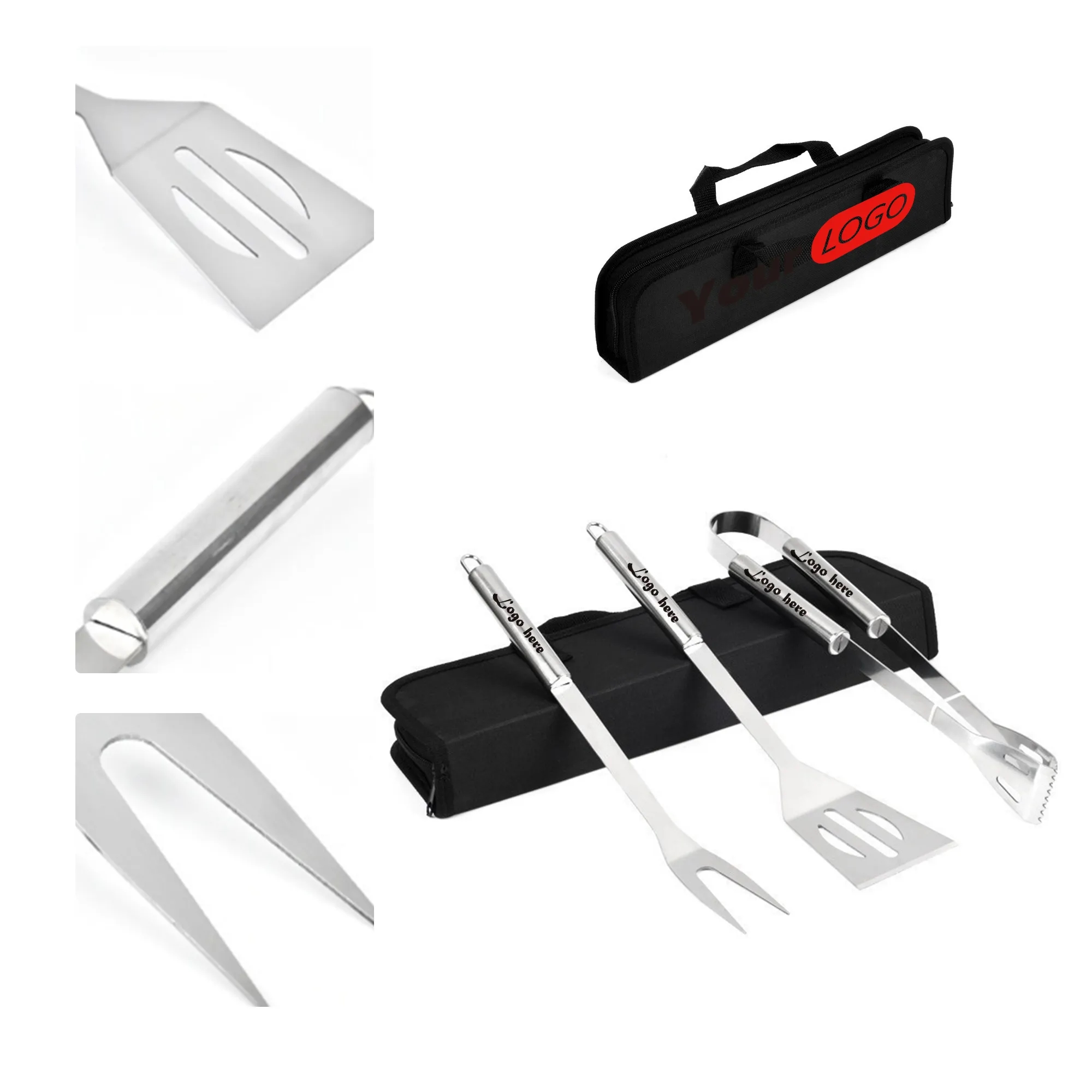 MOQ50 3 Piece BBQ Tool Set with Carrying Bag 1