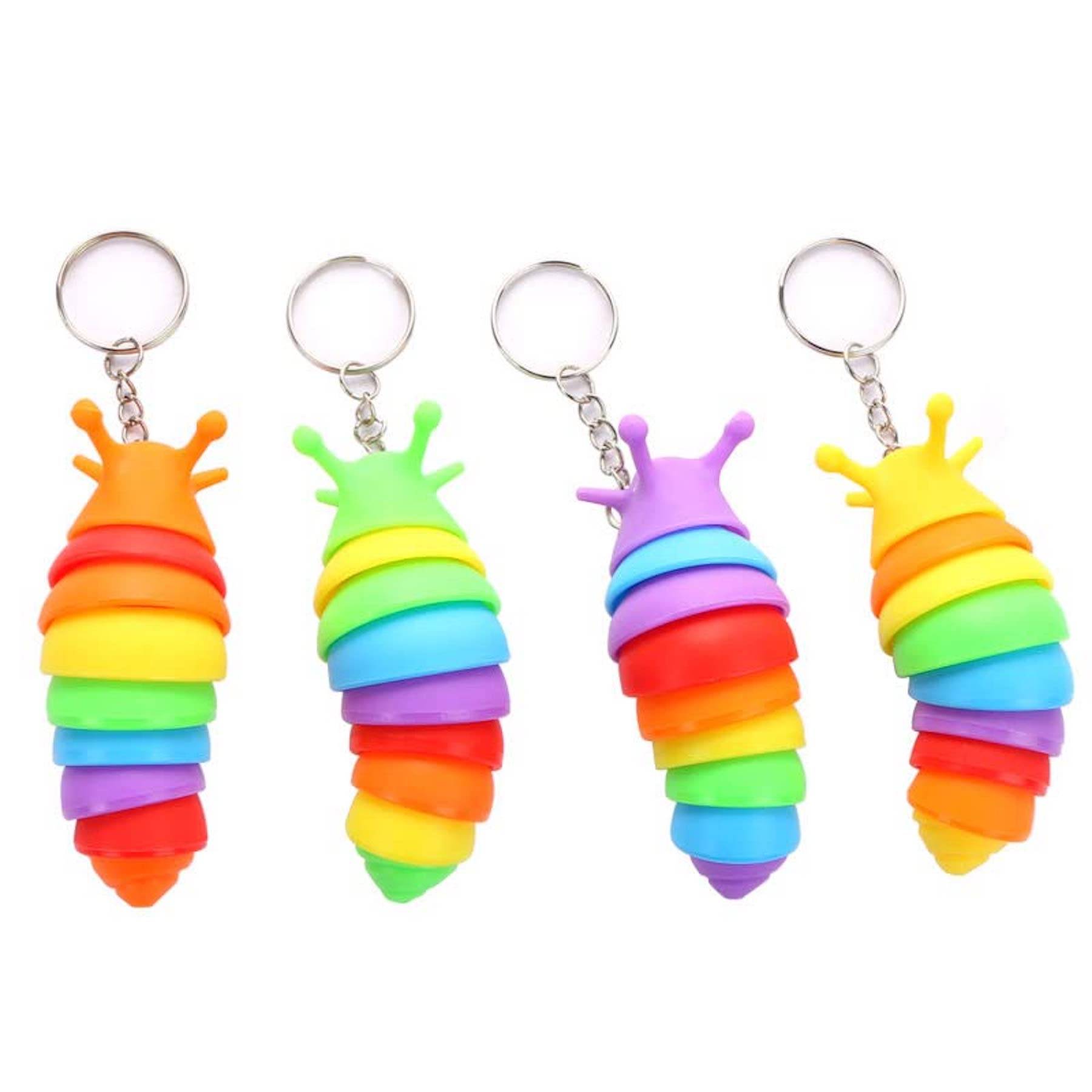 Caterpillar squishy stress reliever keychain with closure 2