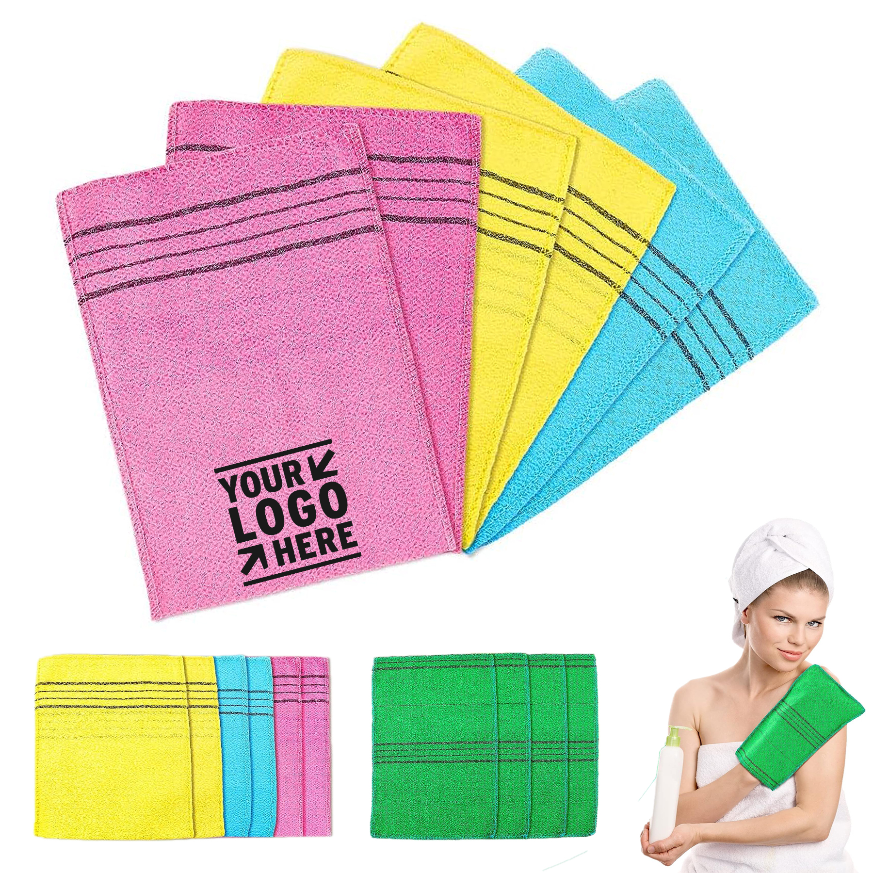 Asian Exfoliating Bath Body Scrub Mitt Italy Towel Double Sided Exfoliating Cloth Glove  2