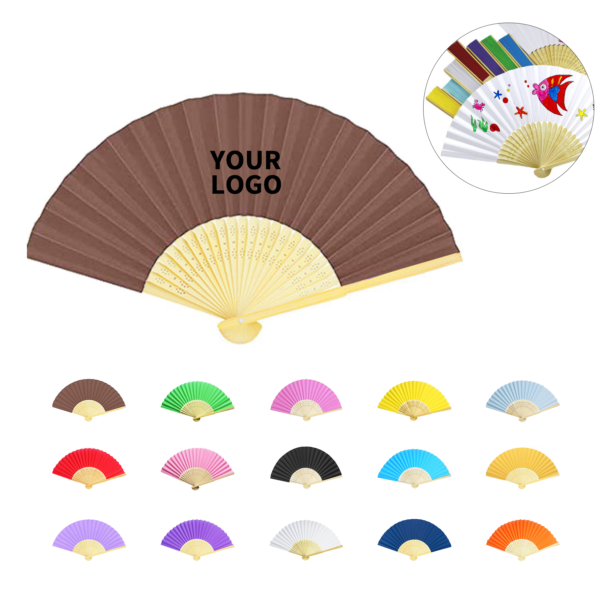 Paper Folding Hand Fan With Bamboo Frame 6