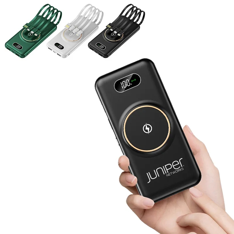 10000mAh Wireless Charger Built-in Charging Cable 7