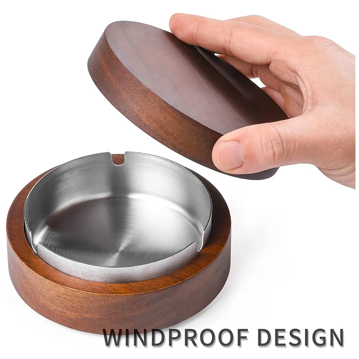Wooden Ashtray with Lid 5