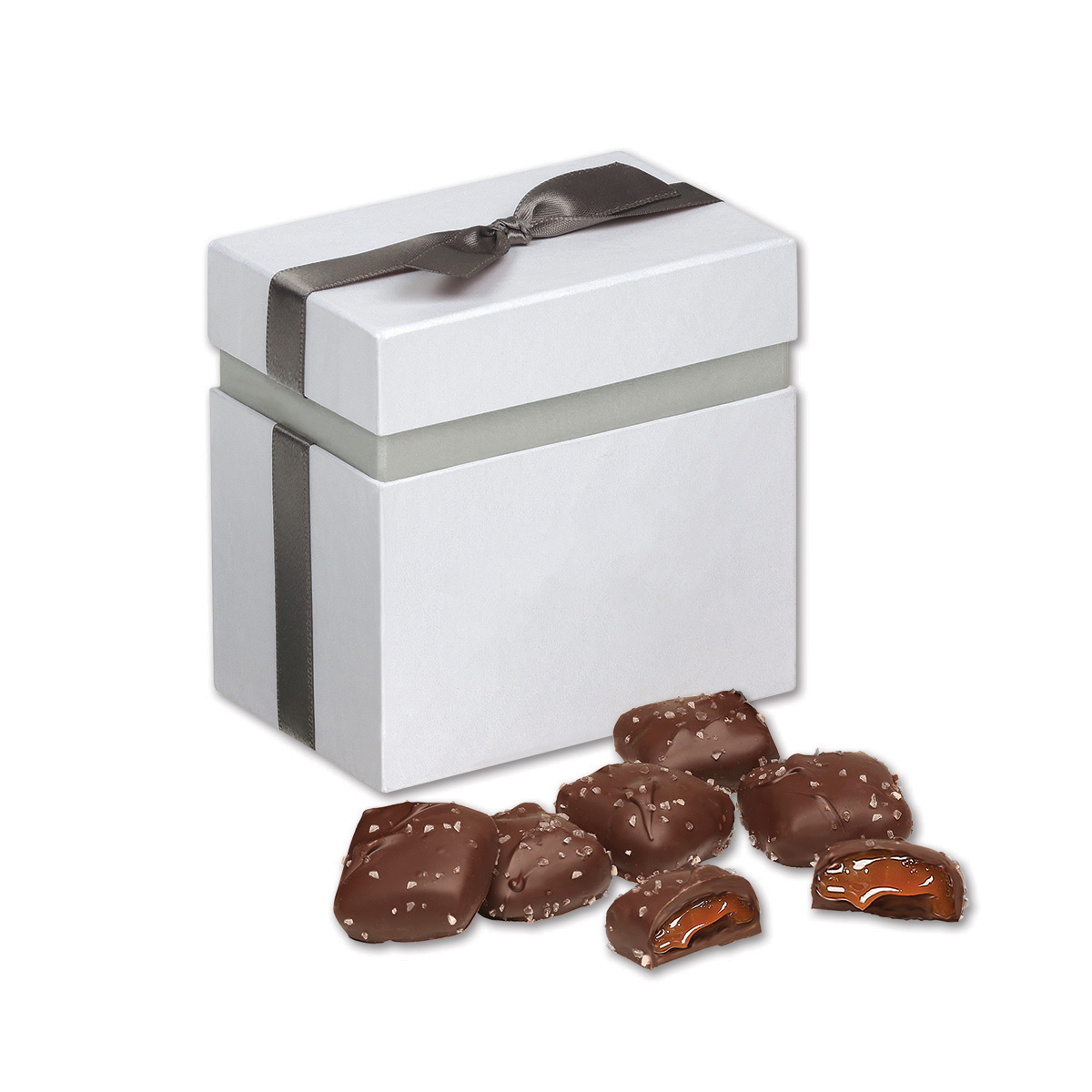 Chocolate Sea Salt Caramels in Elegant Treats Gift Box 2