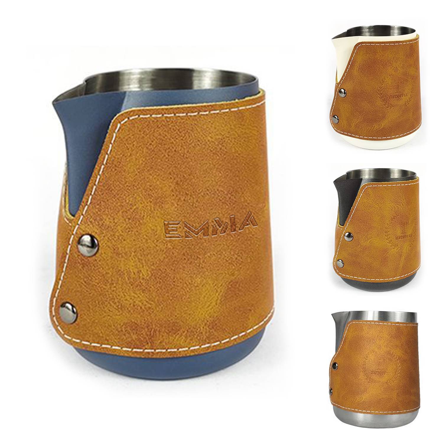 Stainless Steel Milk Frothing Pitcher with Leather Cover 2