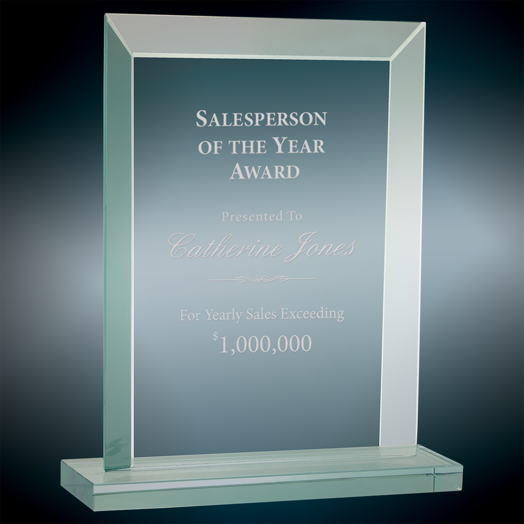 8 1/2" Rectangle Jade Glass Award 8