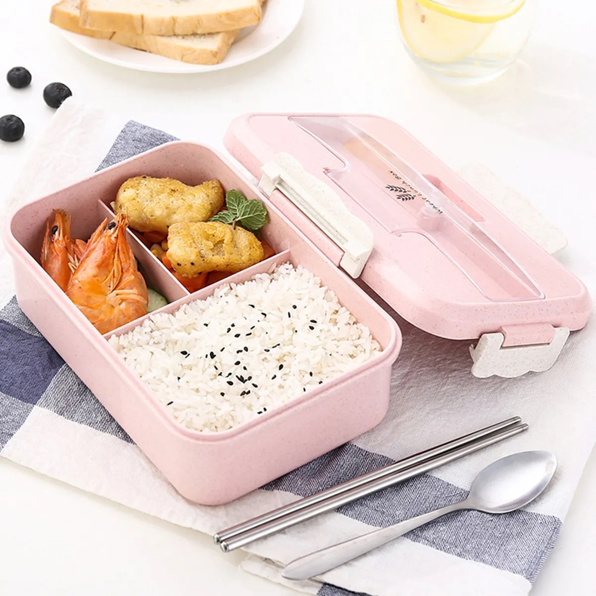 1L Thickened Portable Insulated Lunch Box (With Cutlery Set) 1