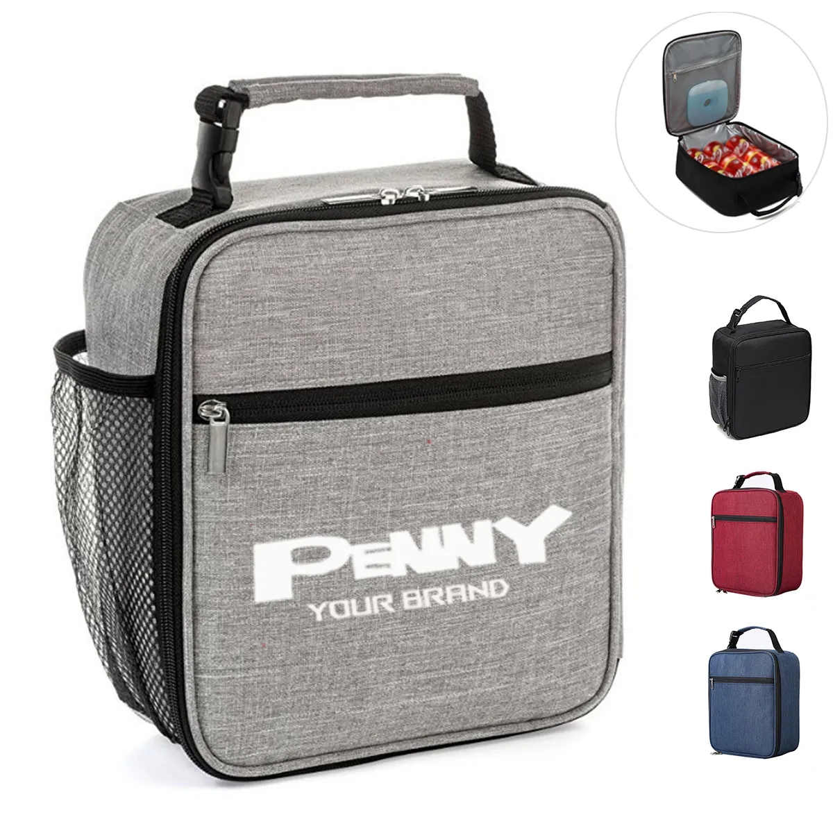 Portable Insulated Zipper Case Lunch Cooler Mesh Tote Bag 3
