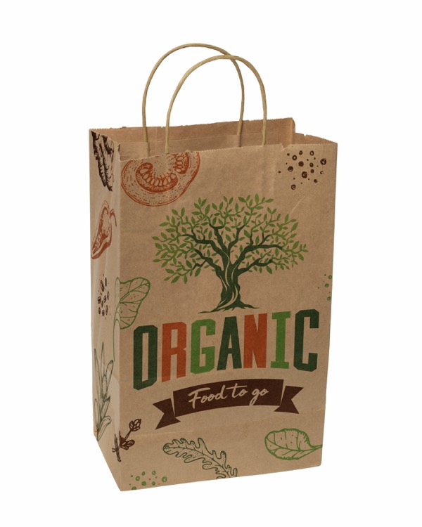 Full Color Natural Handle Shopper Paper Bags (8.5" x 13.375" x 5")