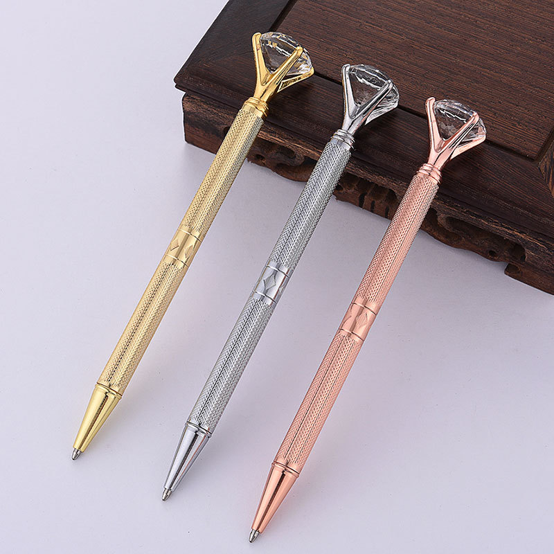 Carved Design Metal Ball Pen with Crystal Diamond 3