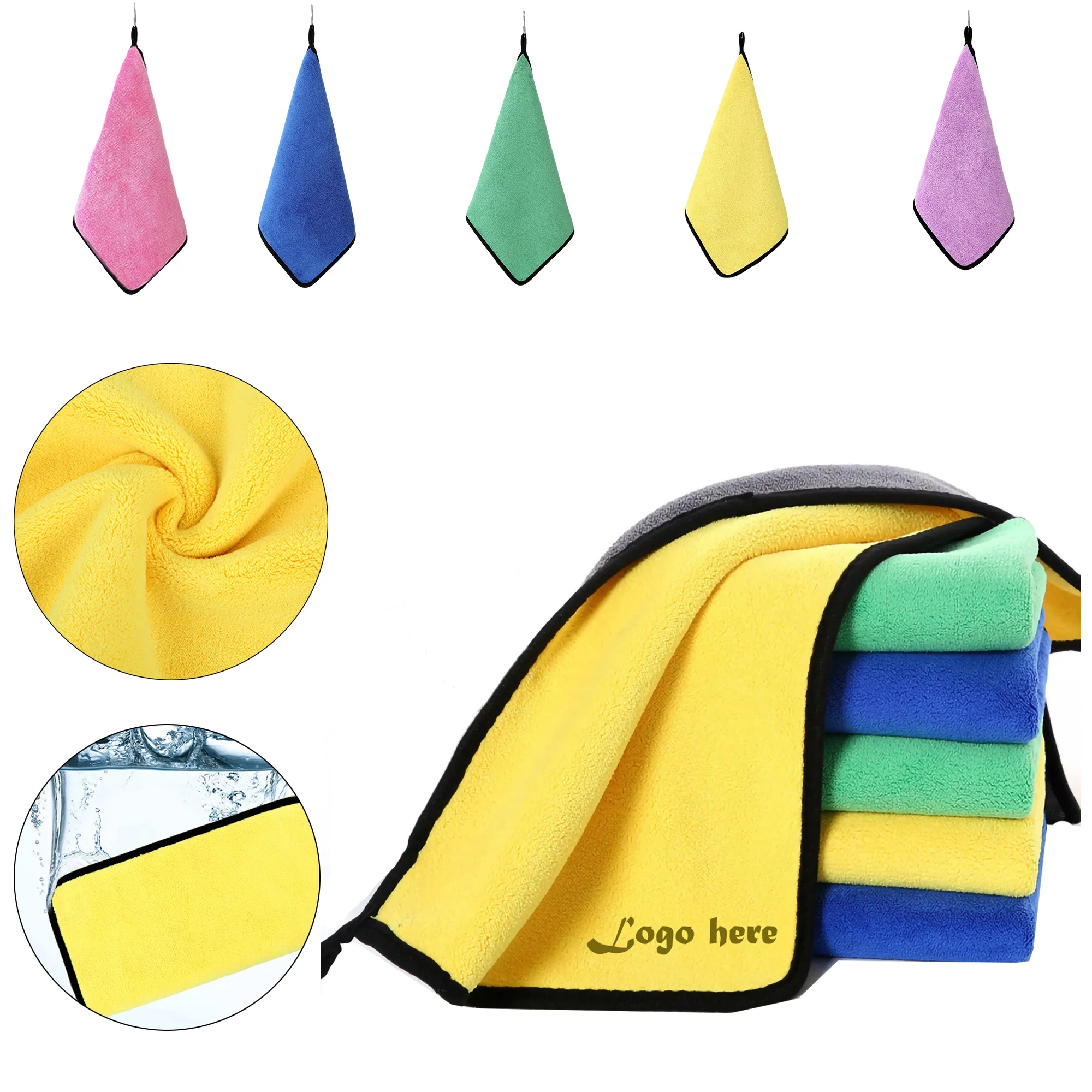 MOQ 50PCS 500 GSM Coral Fleece Microfiber Car Washing Towel 2