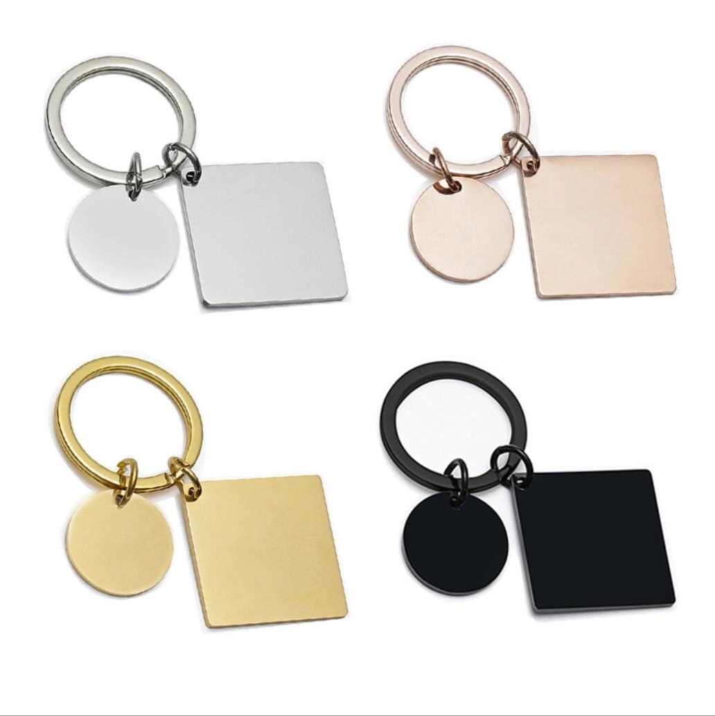 Square Stainless Steel Tag Key Chain 1