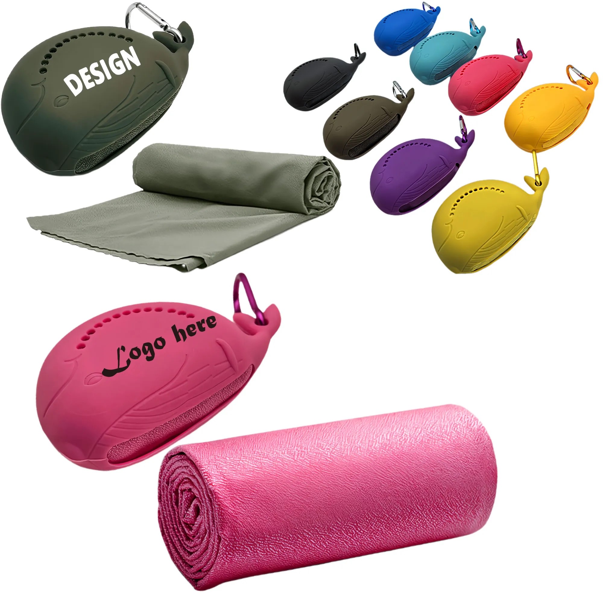 Whale Shape Quick Dry Cooling Sports Towel With Case