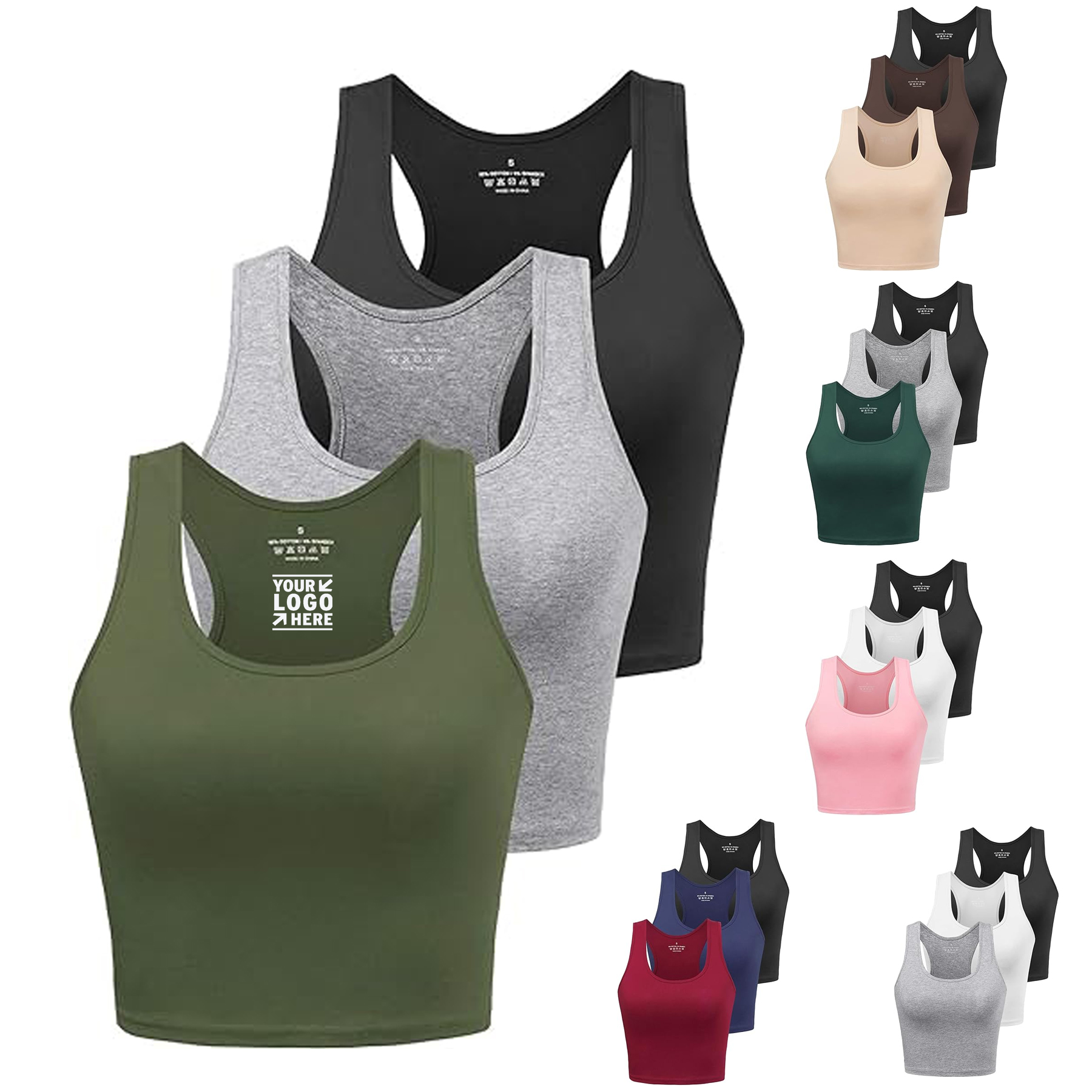 Women Cropped Workout Sports Crop Tank Racerback Yoga Gym Shirt 2